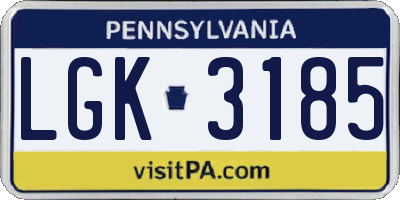 PA license plate LGK3185