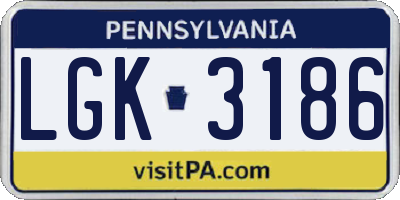 PA license plate LGK3186