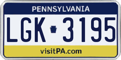 PA license plate LGK3195