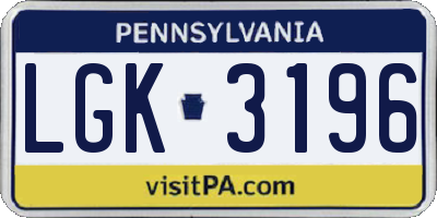 PA license plate LGK3196
