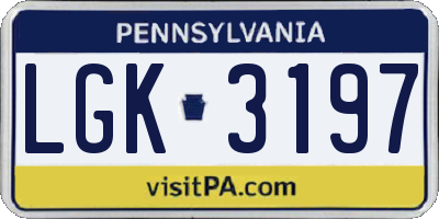 PA license plate LGK3197