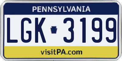 PA license plate LGK3199