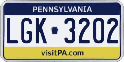 PA license plate LGK3202
