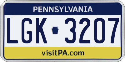 PA license plate LGK3207