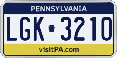 PA license plate LGK3210