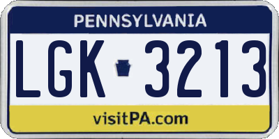 PA license plate LGK3213
