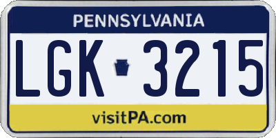 PA license plate LGK3215