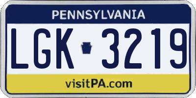 PA license plate LGK3219