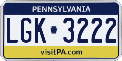 PA license plate LGK3222