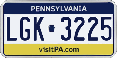 PA license plate LGK3225