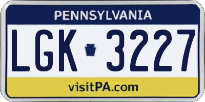 PA license plate LGK3227