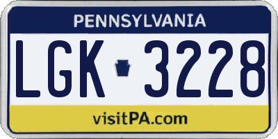 PA license plate LGK3228