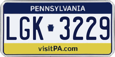 PA license plate LGK3229