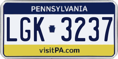 PA license plate LGK3237