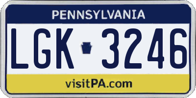PA license plate LGK3246