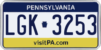 PA license plate LGK3253