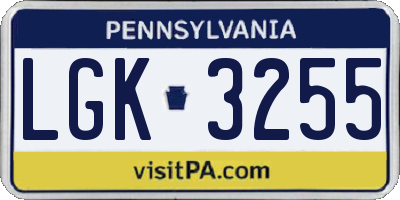 PA license plate LGK3255