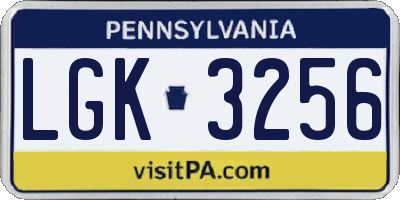 PA license plate LGK3256