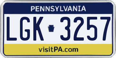 PA license plate LGK3257