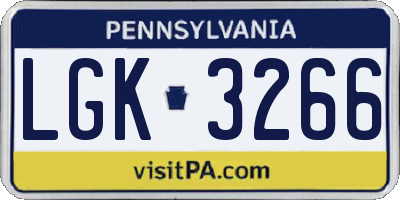 PA license plate LGK3266