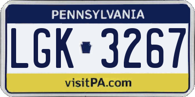 PA license plate LGK3267