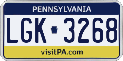PA license plate LGK3268