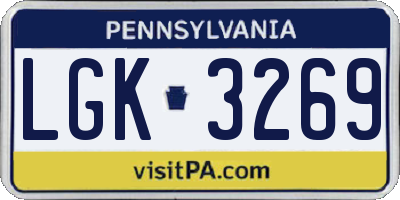 PA license plate LGK3269