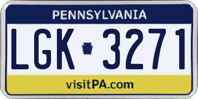 PA license plate LGK3271