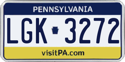 PA license plate LGK3272