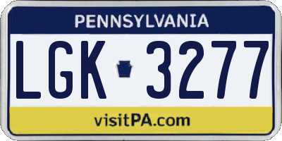 PA license plate LGK3277