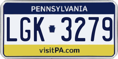 PA license plate LGK3279