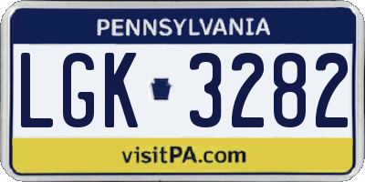PA license plate LGK3282