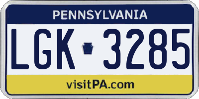 PA license plate LGK3285