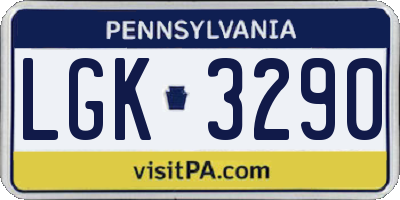 PA license plate LGK3290