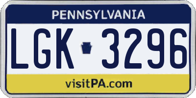 PA license plate LGK3296