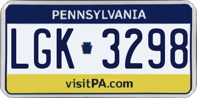 PA license plate LGK3298