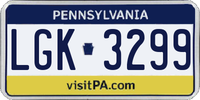 PA license plate LGK3299