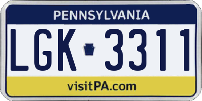 PA license plate LGK3311