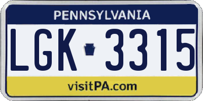 PA license plate LGK3315