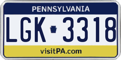 PA license plate LGK3318