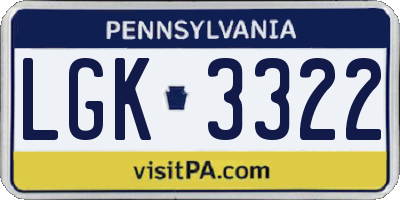 PA license plate LGK3322