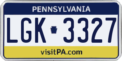 PA license plate LGK3327