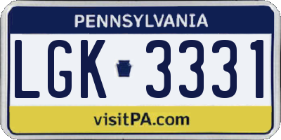PA license plate LGK3331