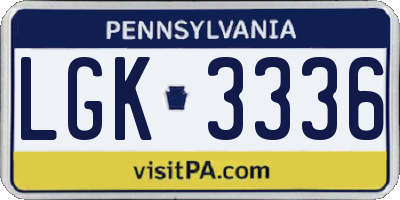 PA license plate LGK3336