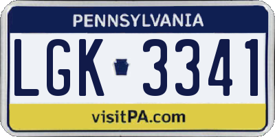 PA license plate LGK3341