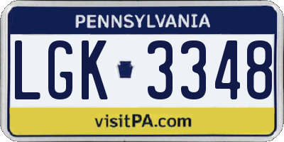 PA license plate LGK3348