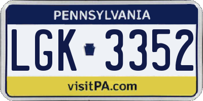 PA license plate LGK3352