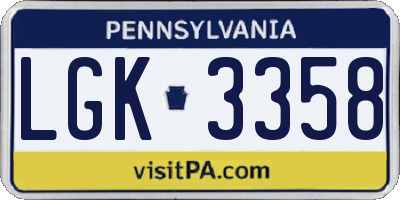 PA license plate LGK3358