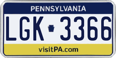 PA license plate LGK3366