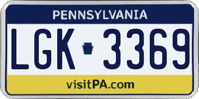 PA license plate LGK3369